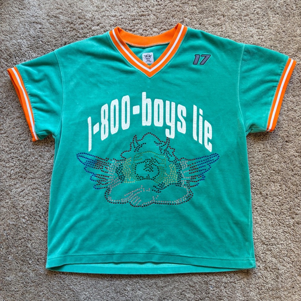 Boys Lie Green Velour Jersey Shirt 1 800 XS/S